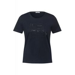 Cecil T-Shirt mit Steinchendeko - blau (25512)