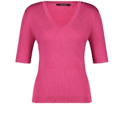 Taifun Sweater with V-neck - pink (03350)