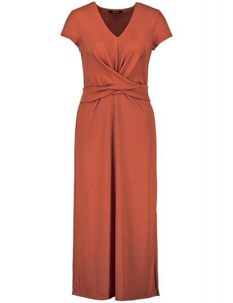Taifun Midi dress with wrap effect - brown (07410)