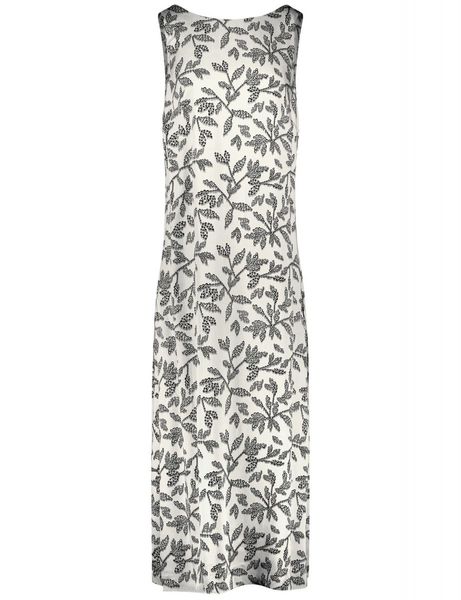 Taifun Sleeveless maxi dress with back cut-out - beige/white (09452)