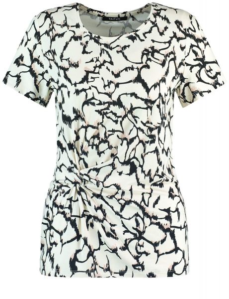 Taifun T-shirt with an all-over pattern - black/beige (09452)