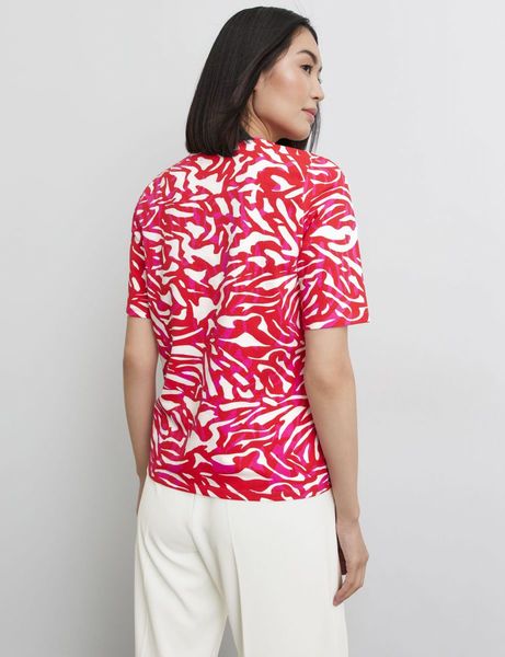 Taifun Half-sleeved shirt with all-over print  - white/red/pink (06522)
