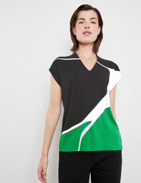 Taifun T-shirt avec impression sur le devant - noir/vert (05582)