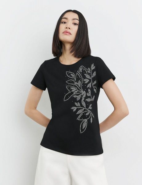 Taifun T-shirt en coton avec impression placée - noir (01102)