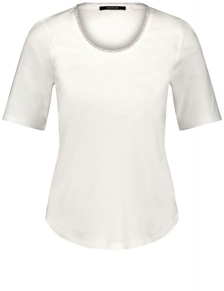 Taifun Basic T-Shirt - beige/white (09700)
