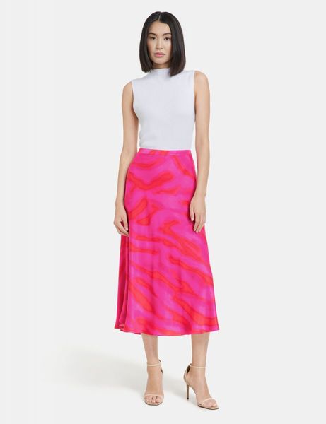 Taifun Swirling midi skirt with a subtle sheen - pink (03352)