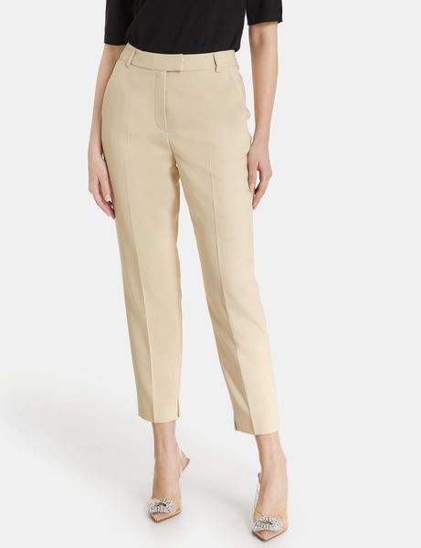 Taifun Slim fit: 7/8 trousers with pressed pleats - beige (09280)