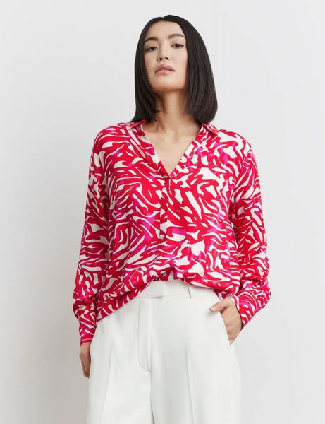 Taifun Blouse with all-over print - red (06522)