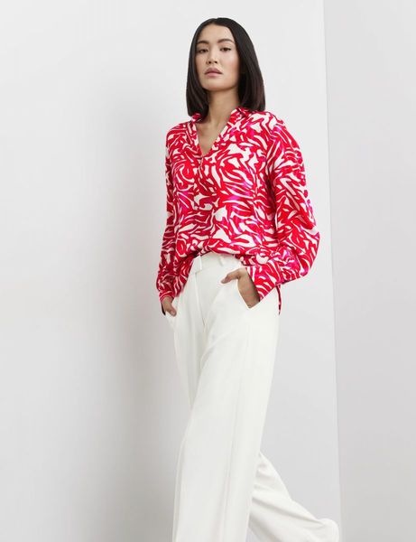 Taifun Blouse with all-over print - red (06522)