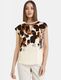 Taifun Shirt with printed satin front - beige/white (09452)