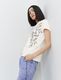 Taifun Cotton T-shirt with a printed design - beige/white (09702)