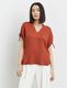Taifun Blouse with gathered short sleeves - brown (07410)