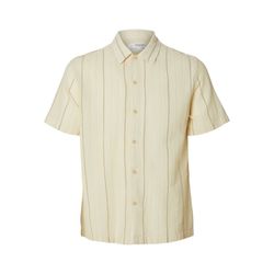 Selected Homme Shirt with all-over print - white/yellow/beige (178372002)