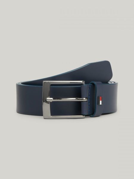 Tommy Hilfiger Adan leather belt with enamel flag - blue (DW6)