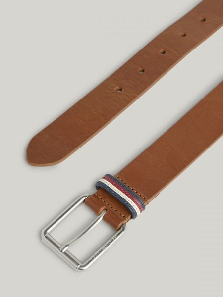 Tommy Hilfiger Casual leather belt with square buckle - brown (GES)