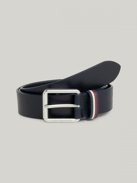 Tommy Hilfiger Casual leather belt with square buckle - blue (DW6)