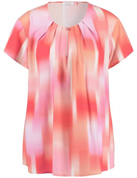 Gerry Weber Collection Patterned blouse shirt with neckline detail - pink (03038)