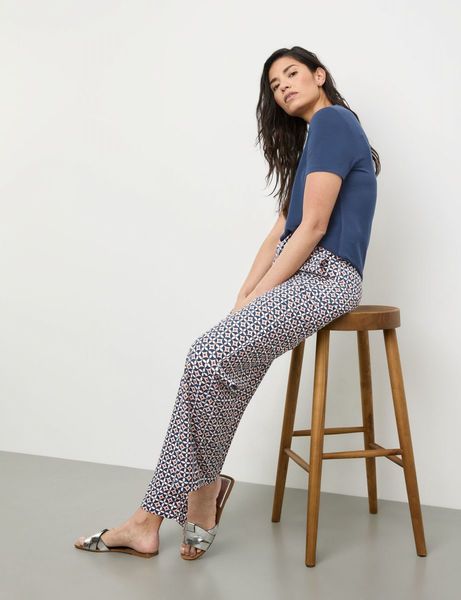 Gerry Weber Collection Flowing trousers with an all-over pattern  - blue (08098)