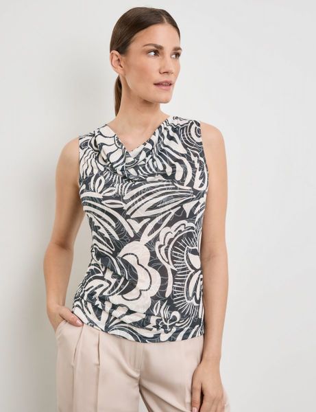 Gerry Weber Collection Patterned top with a cowl neckline - white/black (09018)