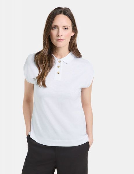Gerry Weber Edition T-Shirt mit Polokragen - beige/weiß (99600)