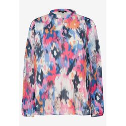 More & More Bluse mit plissiertem Chiffon-Print - pink/blau (4345)