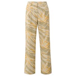 Yaya High waist trousers with wide leg - green/yellow (993151)