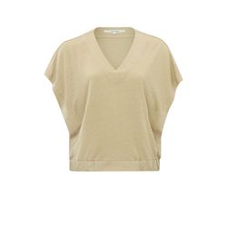Yaya V-neck top with elastic waistb - beige (99315)