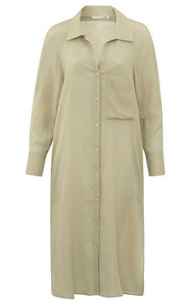 Yaya Linen shirt dress with long sleeves - beige (99315)