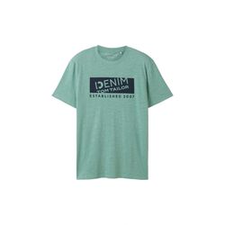 Tom Tailor Denim Bedrucktes Melange-T-Shirt - grün (10978)