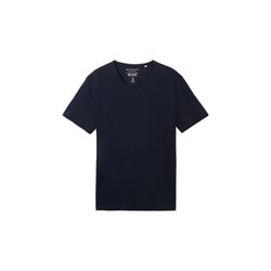 Tom Tailor T-shirt structuré à col en V - bleu (10668)