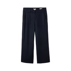 Tom Tailor Culotte trousers with linen - blue (10668)
