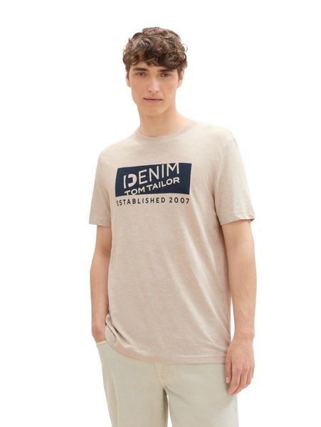 Tom Tailor Denim Printed melange t-shirt - beige (11754)