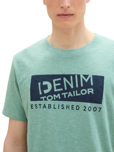 Tom Tailor Denim Bedrucktes Melange-T-Shirt - grün (10978)