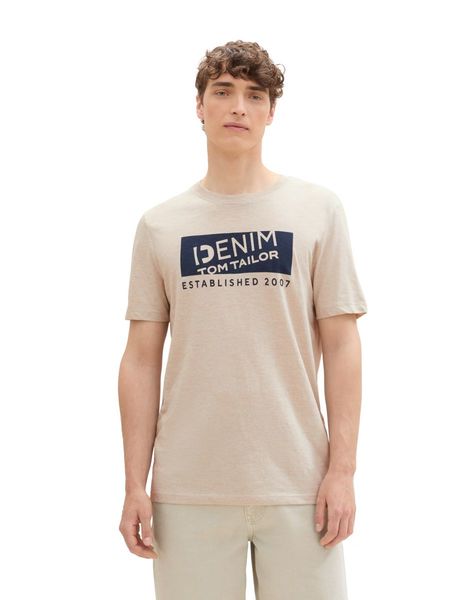 Tom Tailor Denim Bedrucktes Melange-T-Shirt - beige (11754)