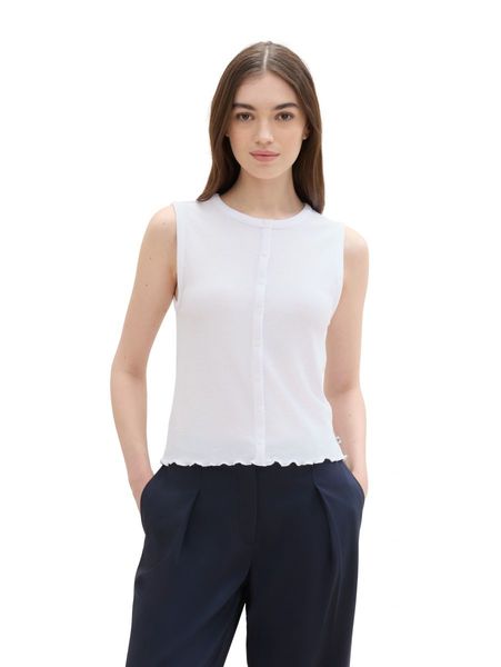 Tom Tailor Denim Top with button placket - white (20000)