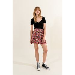 Molly Bracken Asymmetrical mini skirt - black/pink (Black Maria)