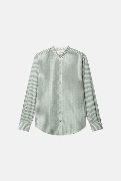 Colours & Sons Shirt-Linen Blend Stripes - green (461)