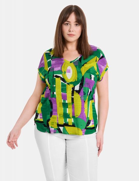 Samoon T-shirt with V-neck - green (05602)