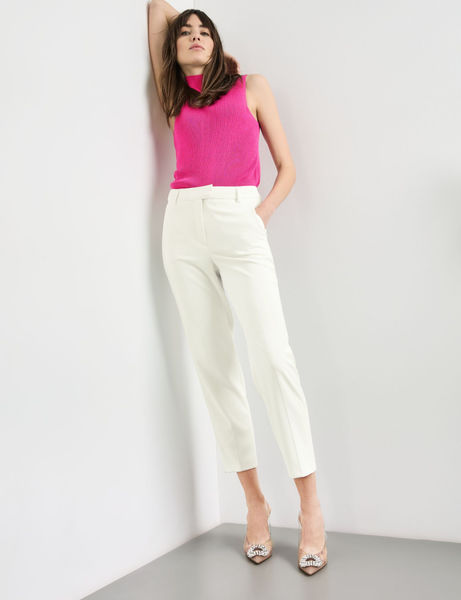 Taifun Elegante Hose Slim Fit - beige/weiß (09600)