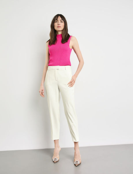 Taifun Elegante Hose Slim Fit - beige/weiß (09600)