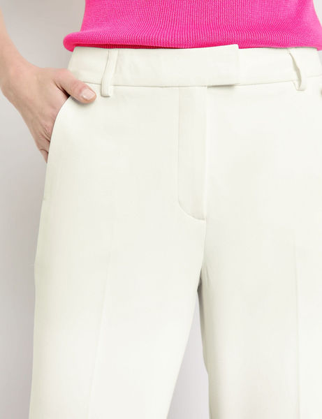 Taifun Elegante Hose Slim Fit - beige/weiß (09600)