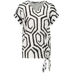 Gerry Weber Collection Gemustertes Kurzarmshirt mit Knotendetail - beige/weiß (09088)