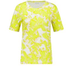Gerry Weber Collection Geripptes T-Shirt mit Allover-Dessin - gelb (04001)