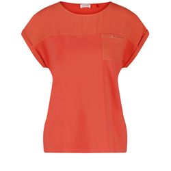 Gerry Weber Collection Kurzarmshirt mit Material-Patch und Ziersteinchen - rot (60713)