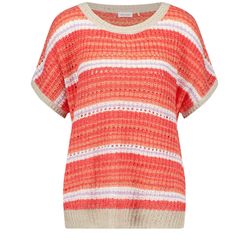 Gerry Weber Collection Casual short-sleeved sweater with openwork pattern - beige/orange (09096)