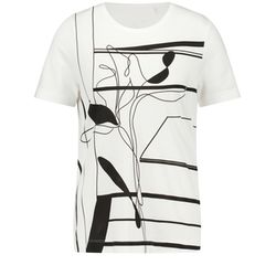 Gerry Weber Collection Cotton T-shirt with abstract front print - beige/white (09093)