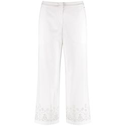 Gerry Weber Edition MIR꞉ELA cotton trousers with perforated pattern - beige/white (99600)