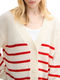 Tom Tailor Denim Strick Cardigan mit V-Ausschnitt - rot/weiß (37390)