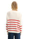 Tom Tailor Denim Strick Cardigan mit V-Ausschnitt - rot/weiß (37390)
