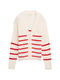 Tom Tailor Denim Strick Cardigan mit V-Ausschnitt - rot/weiß (37390)